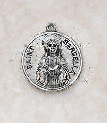 Unique Patron Saint Marcella Sterling Medal Size .75in H comes with 18in L Chain