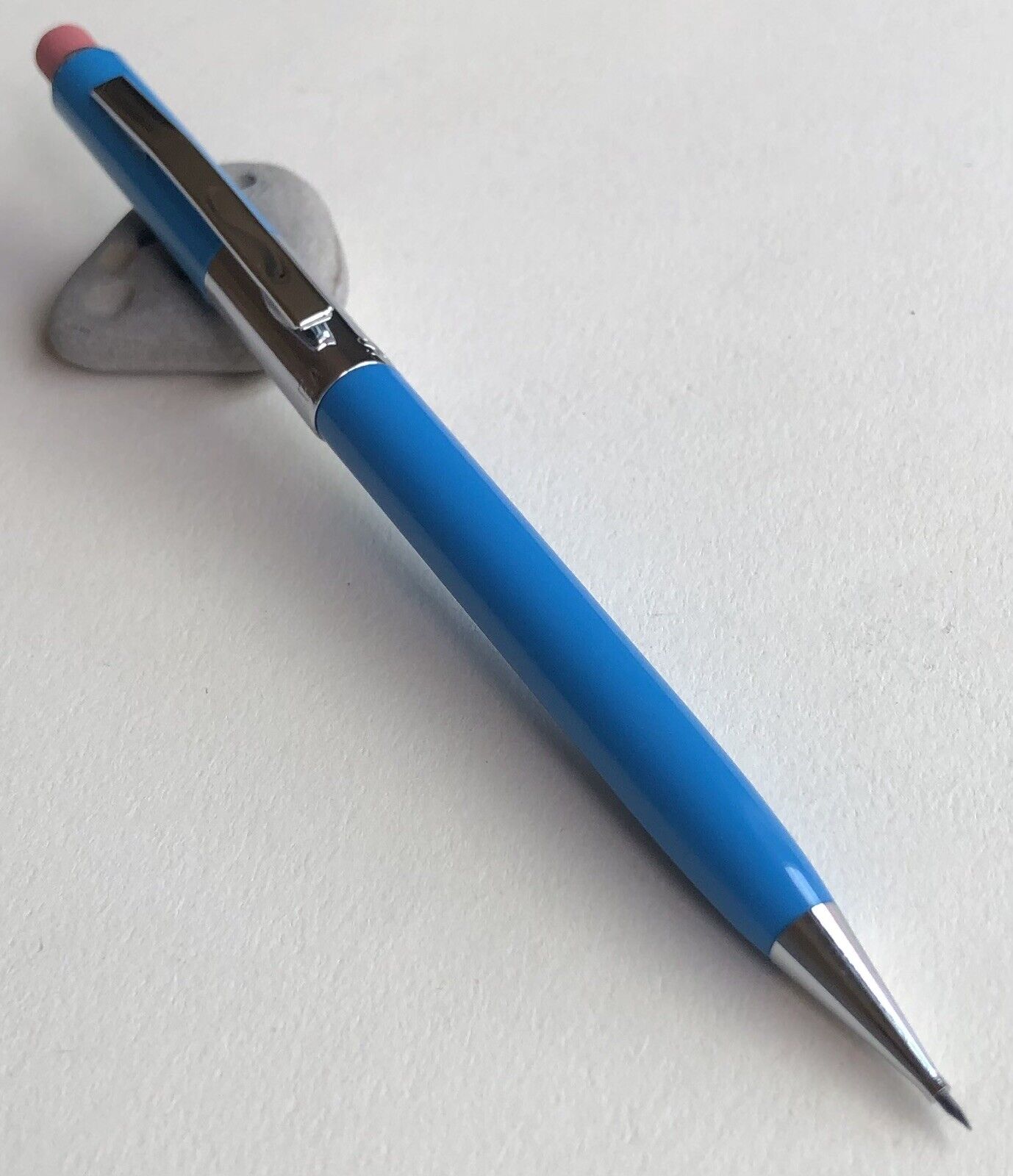 Vintage SCRIPTO Mechanical Pencil NOS .9mm Chrome Trim Blue Barrel