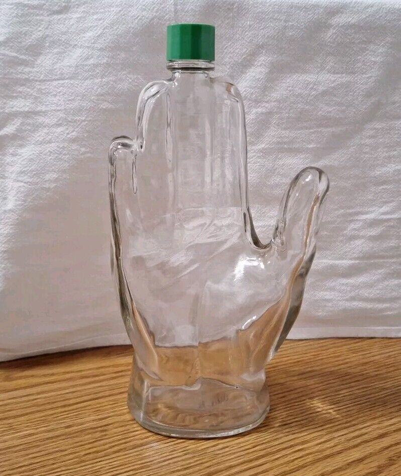 Vintage 1970’s Mennen Hand Shaped Glass Bottle, MCM 
