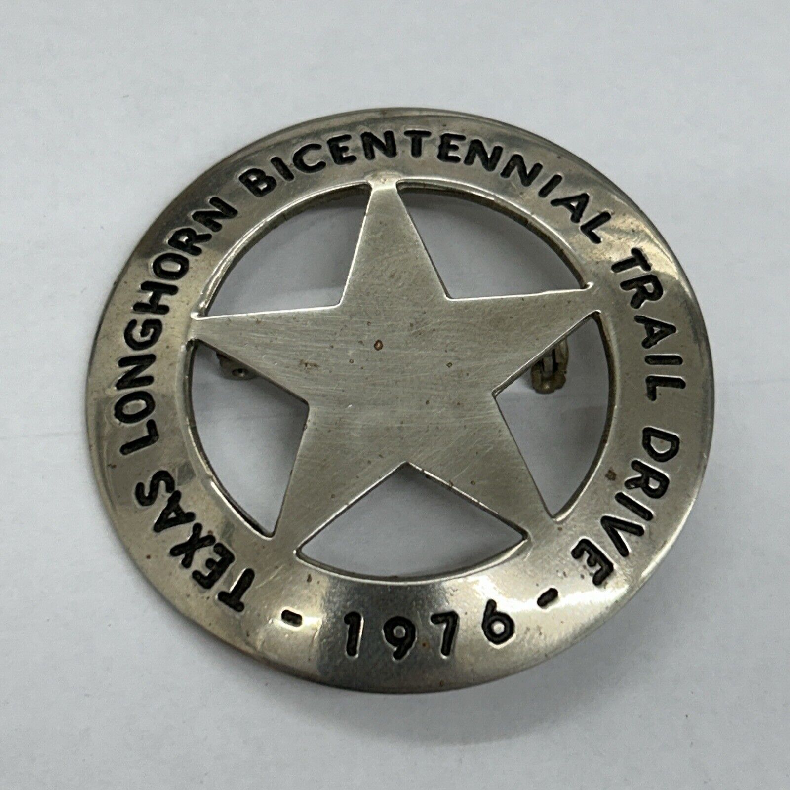 Texas Longhorn Bicentennial Trail Drive 1976 Badge 163 G1