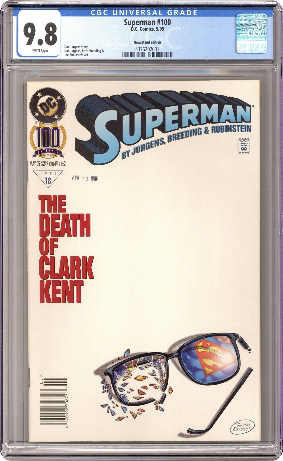 Superman #100N Jurgens Newsstand Variant CGC 9.8 1995 4376202001