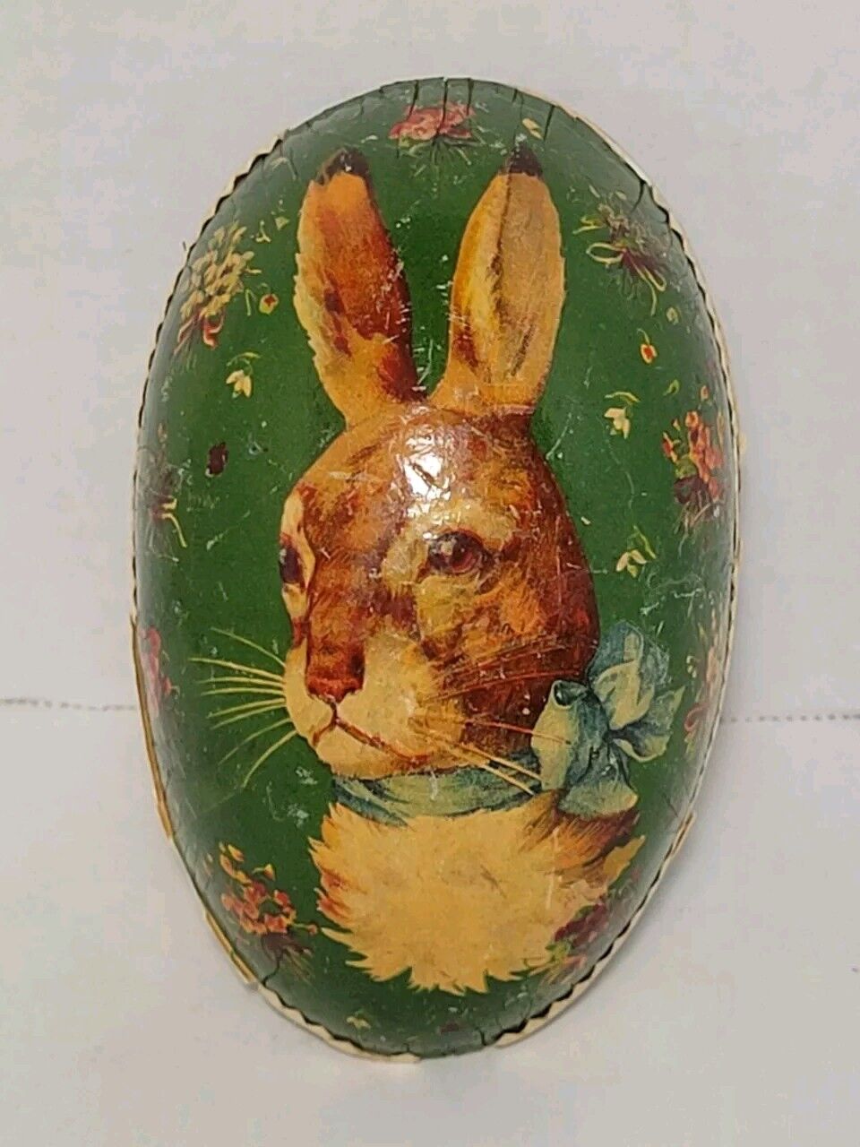 Vintage Antique Easter Rabbit Egg Candy Container Paper Mache Germany GREEN