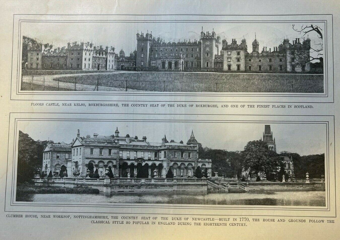 1901 British Ducal Houses Blair Castle Clumber House Duff House Belvoir Castle