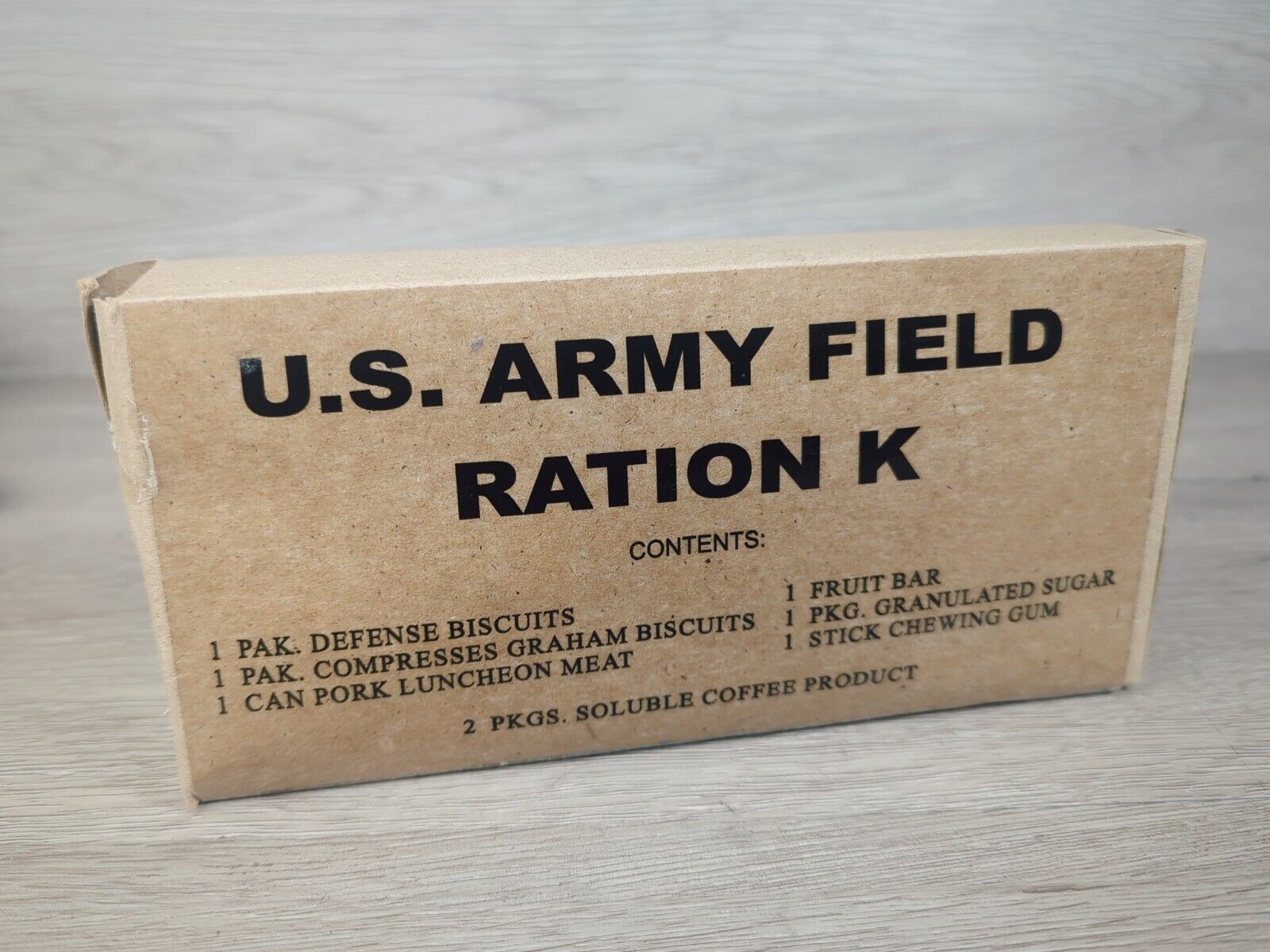 WW2 1940s Unopened U.S. Army Boxed Field Ration K Biscuits Gum Pork Sugar Bar
