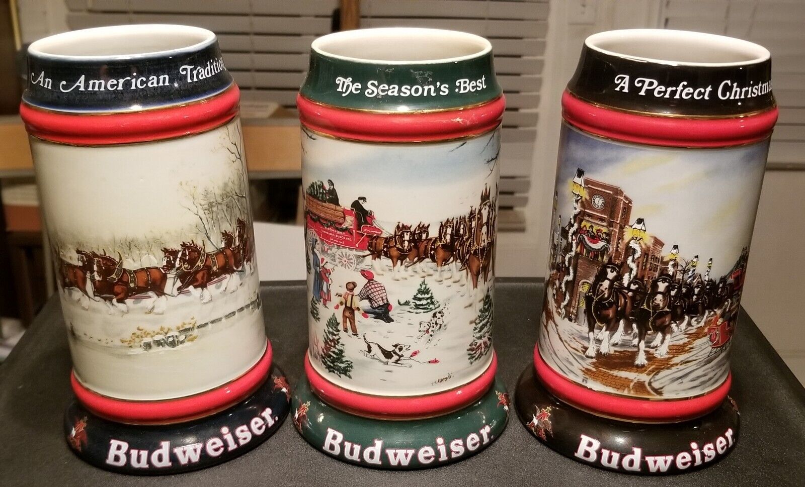 'Budweiser Holiday' Series Steins - Set of (3): 1990 thru 1992