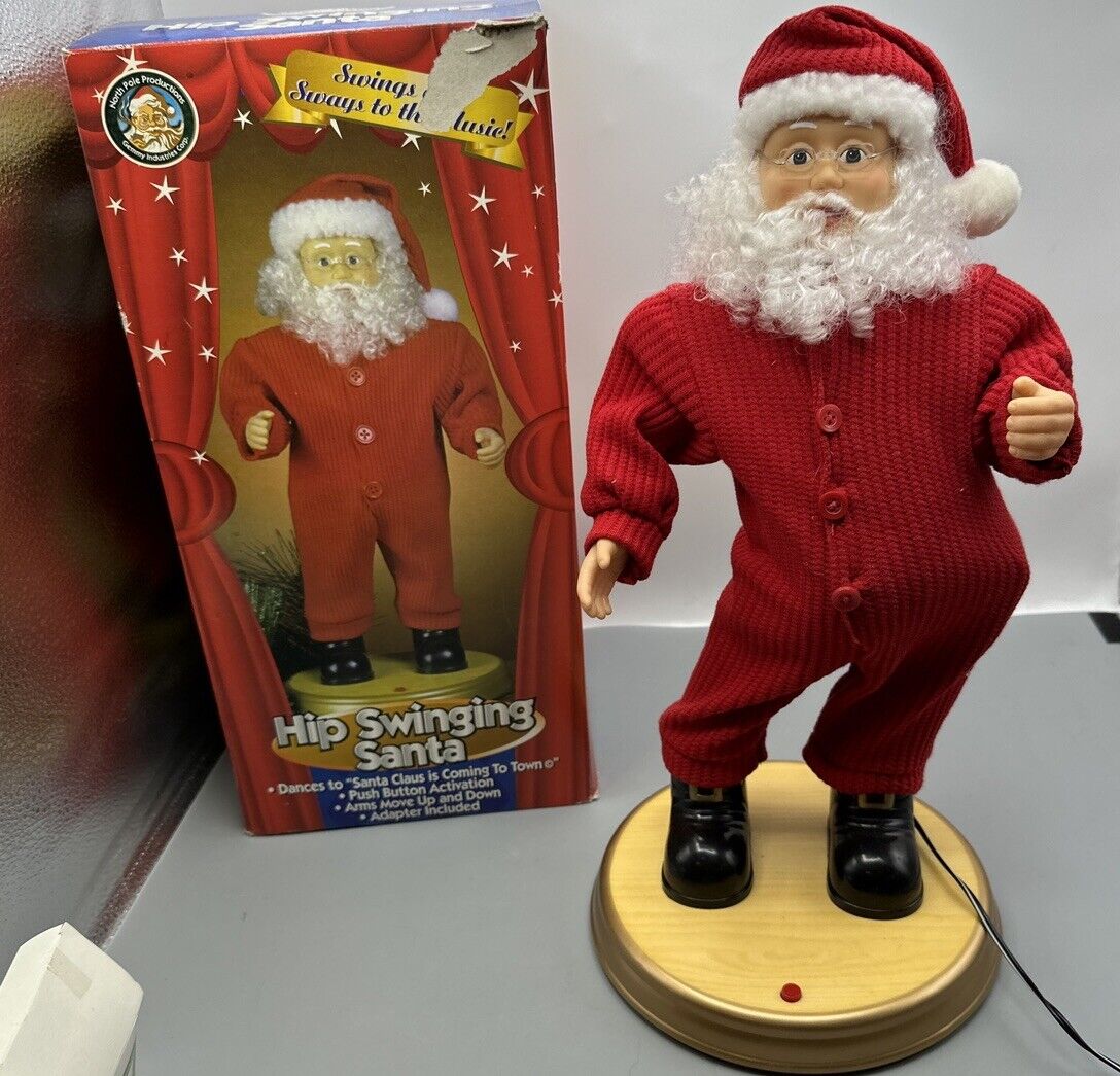 Vintage 90s Christmas Gemmy Hip Swinging Santa North Pole Productions 1998 WORKS