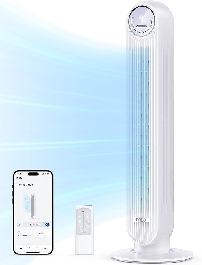 Oscillating Quiet Tower Fan, 4 Modes, 8H Timer, Works with WiFi Voice Control