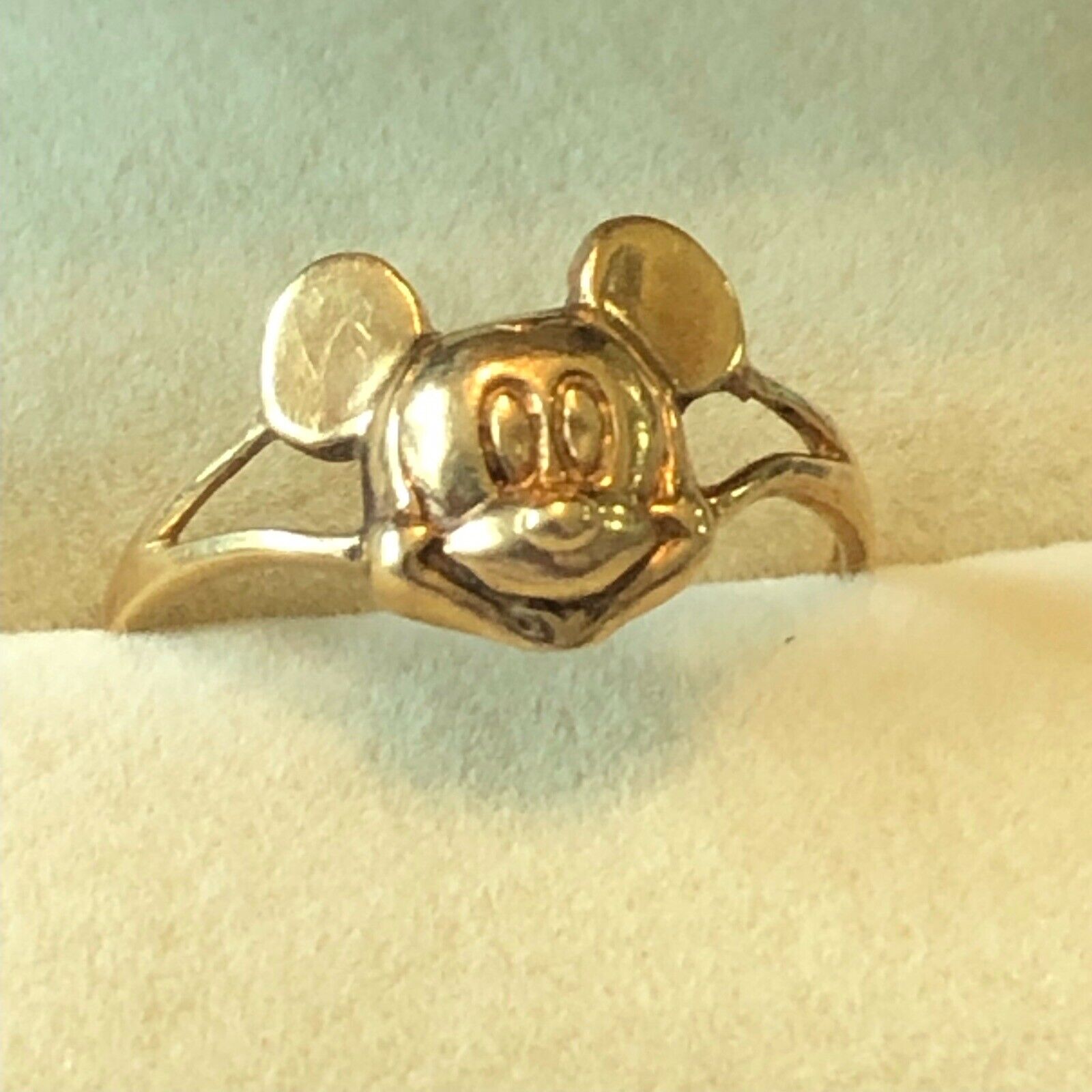 Vintage 14k Yellow Gold Mickey Mouse Head Ring Walt Disney Size 6 3/4 1.4g