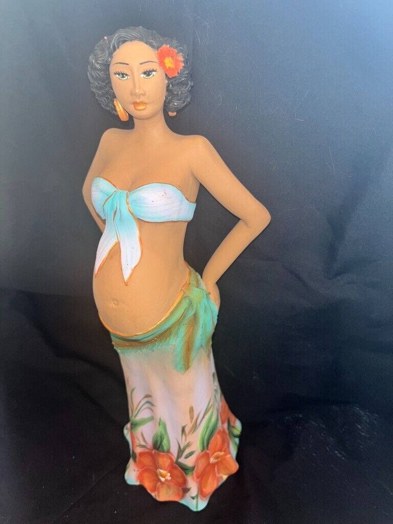 Pregnant Woman Figurine Hawiian Folk Art Island Pottery Tropical Fertility