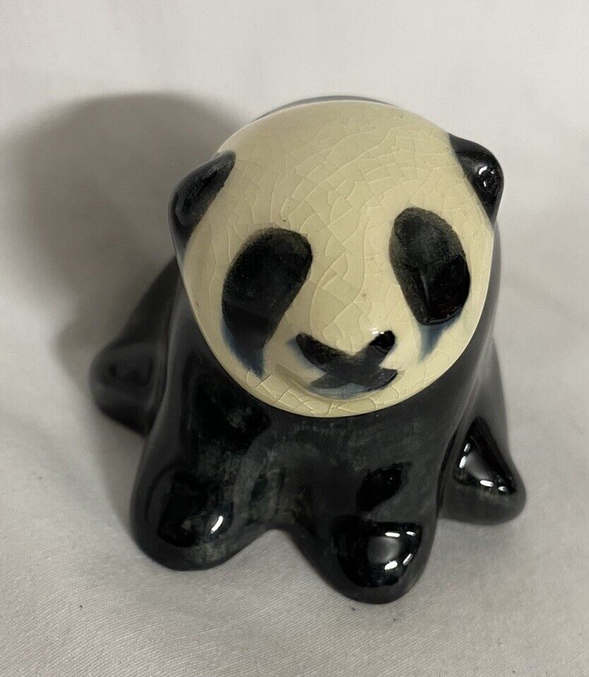 Vintage Panda Bear Small Figurine Statue Collectible Animals Pottery C36