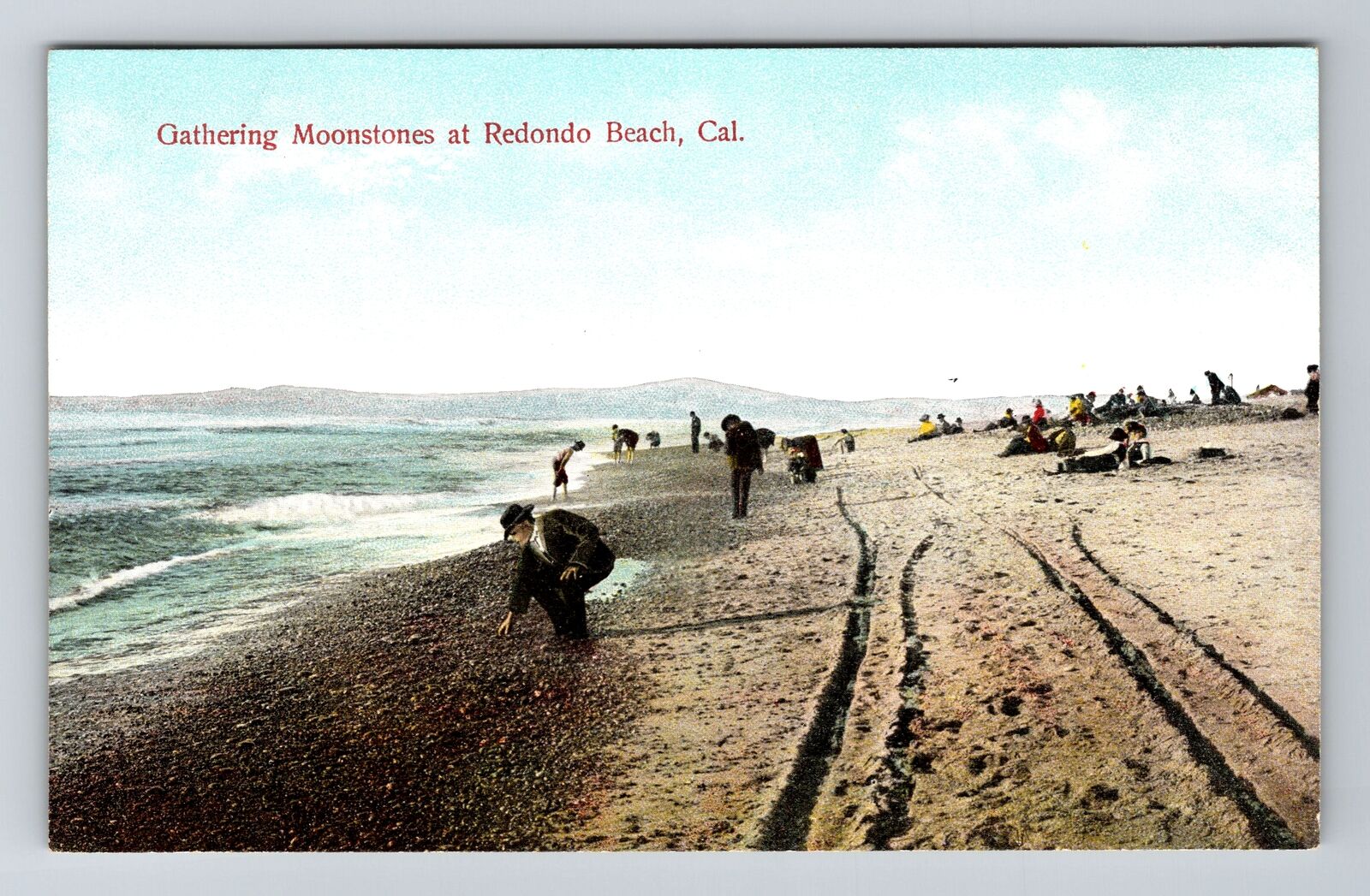 Redondo Beach CA-California, Gathering Moonstones, Vintage Postcard