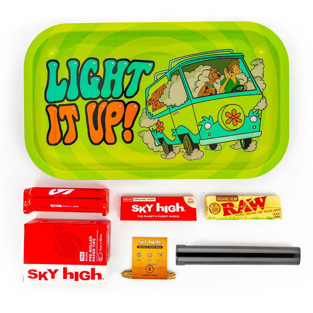 Metal Rolling Tray Scooby Combo Bundle Kit RAW, SKY HIGH Gift Pack Set #12