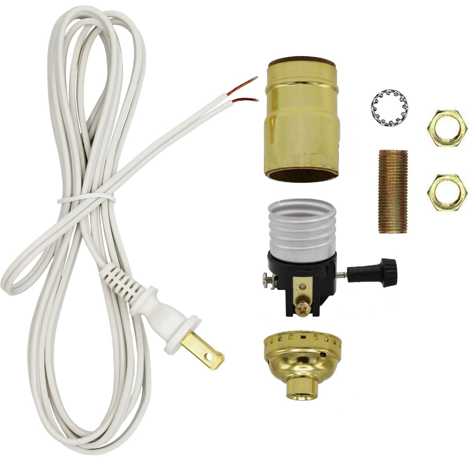 Make a Lamp or Repair Kit - All Essential Hardware, 3 Way Socket - Gold
