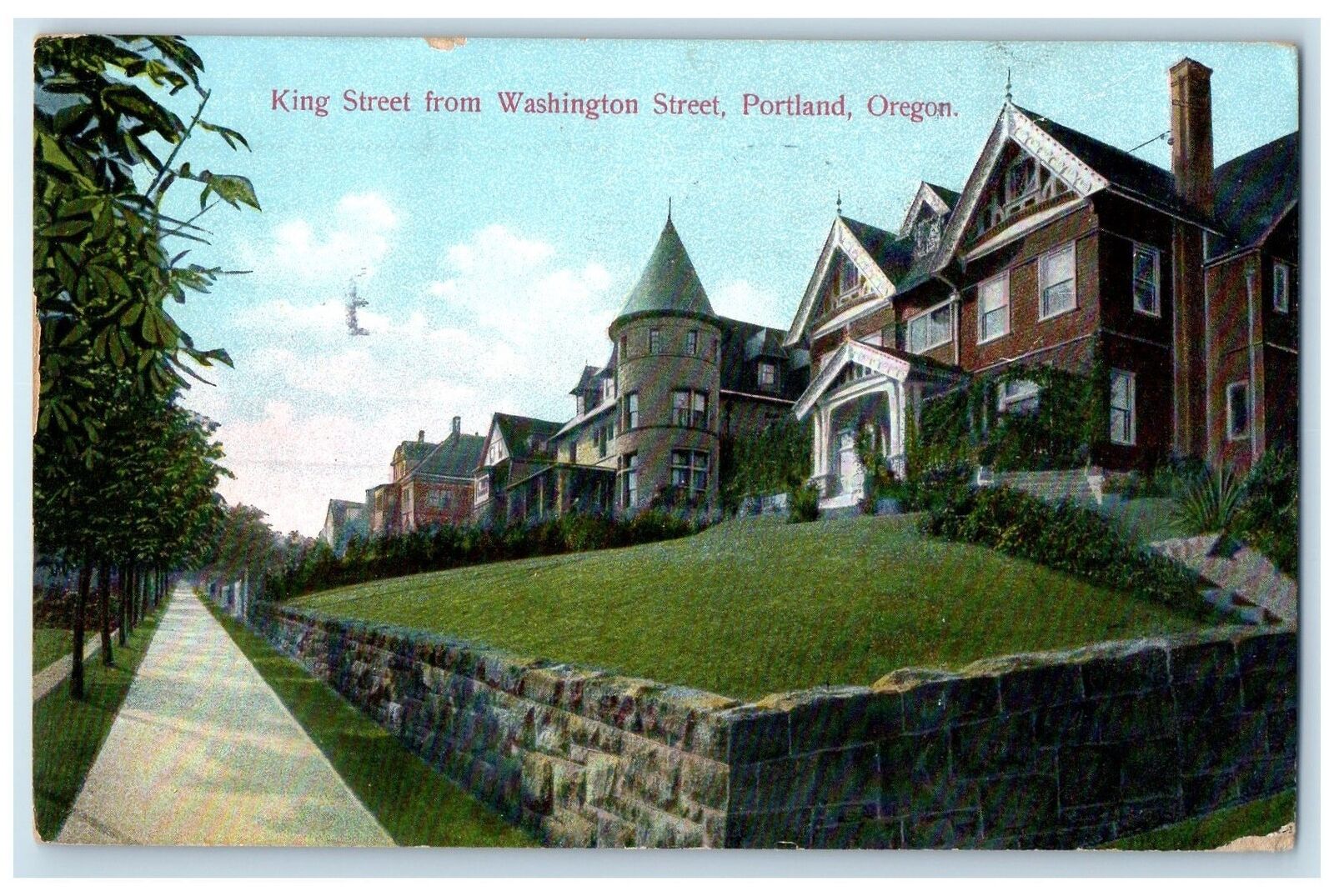 1913 King Street From Washington Street Residence Portland Oregon OR Postcard