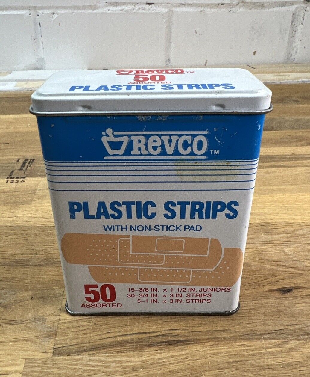 Vintage Revco Drug Stores Metal Bandage Tin Container (empty)