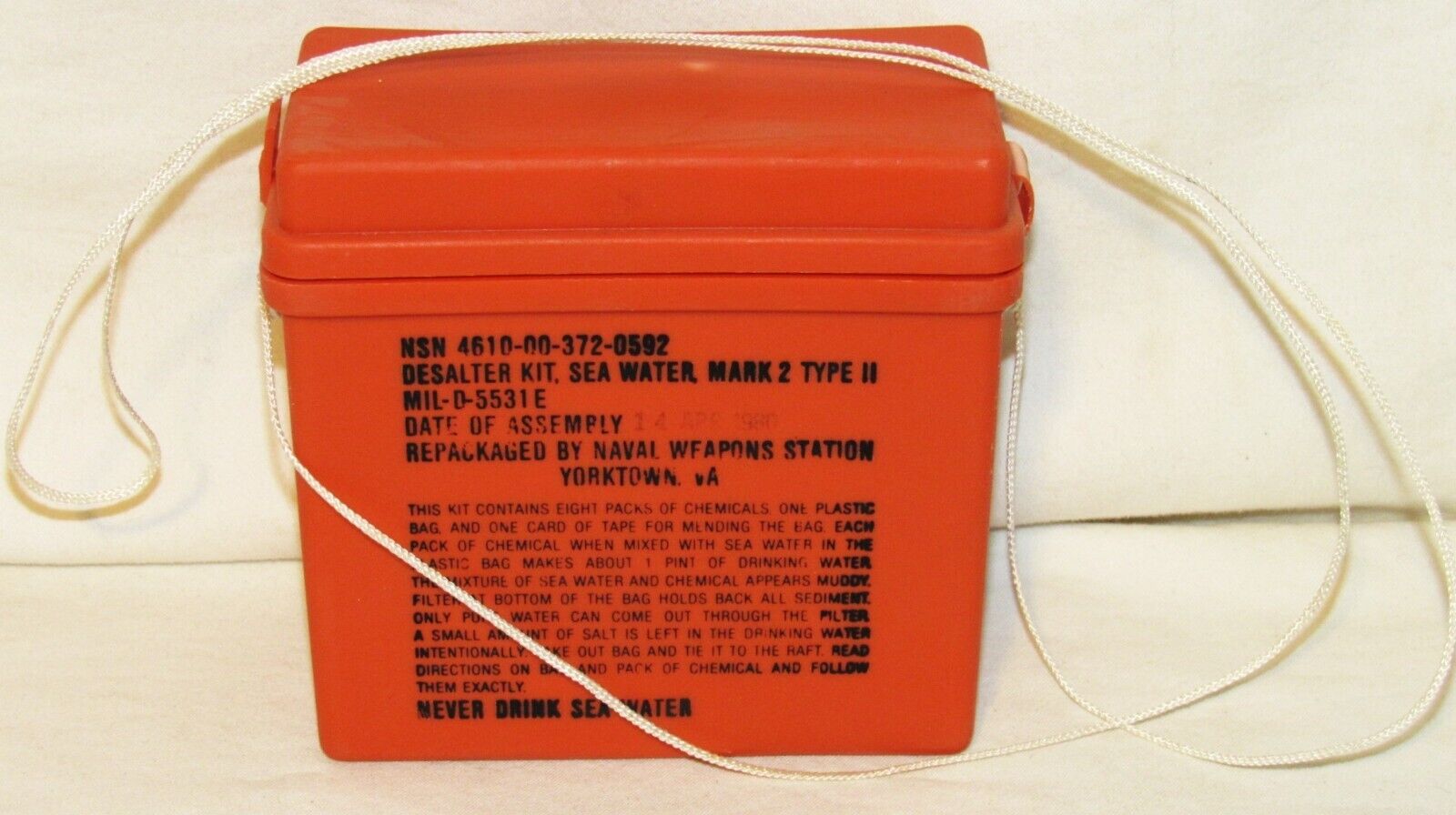 US Military Issue Desalter Kit, Seawater Mark 2 Type II - 1980