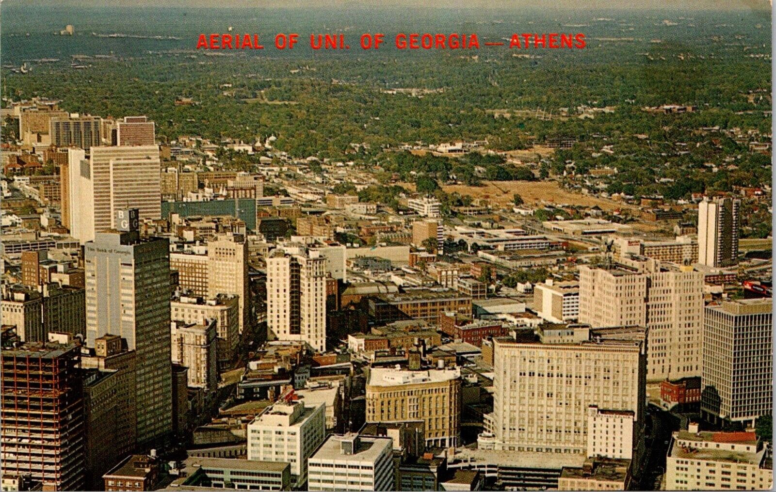 Atlanta, GA Aerial View of Downtown UGA Postcard Chrome Unposted C. 1984