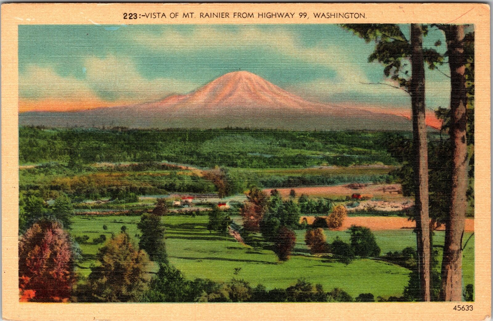 WA-Washington, Vista Mt Rainier From Highway, Vintage Postcard