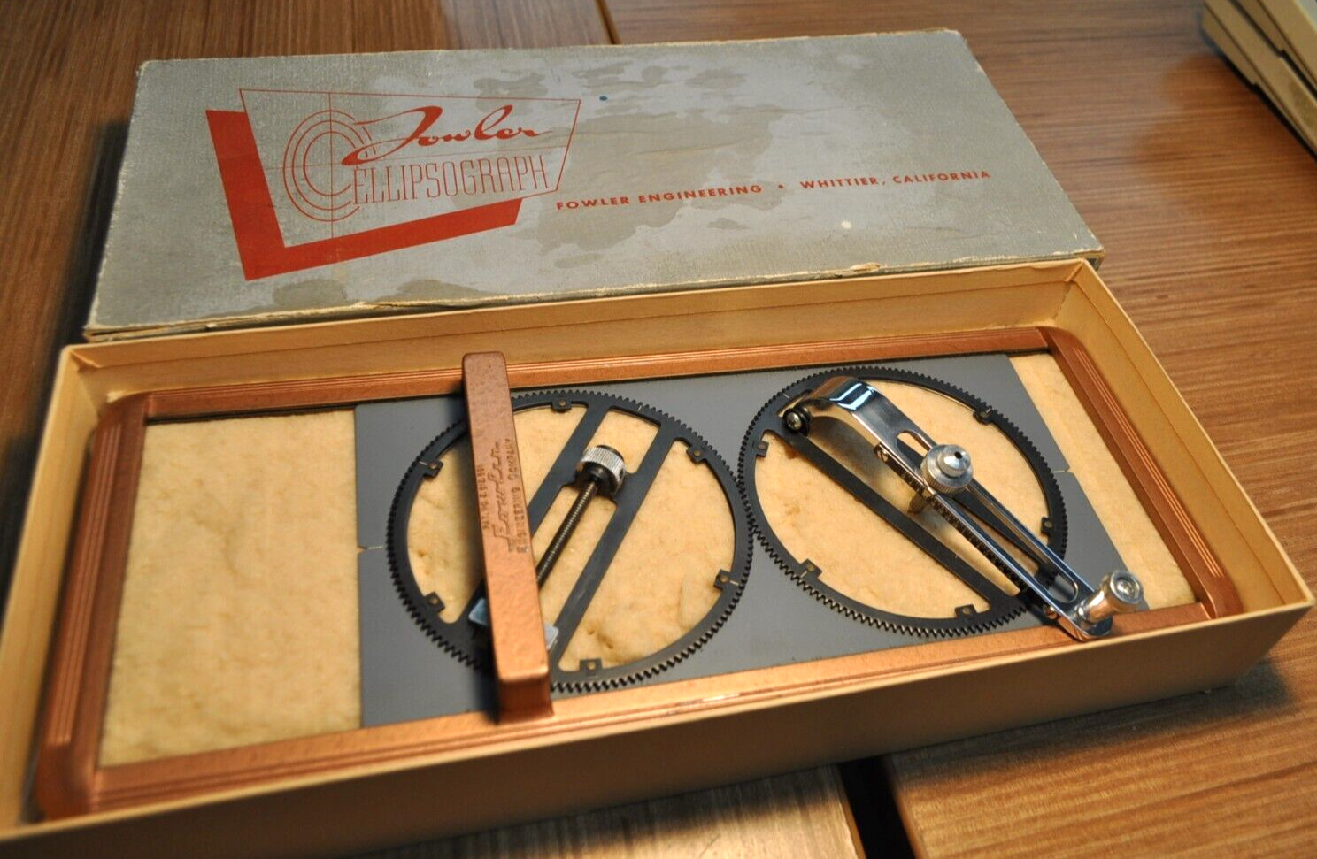 Vintage Fowler Engineering Ellipsograph Ellipse Drawing Tool ~ Circa 1950s RARE