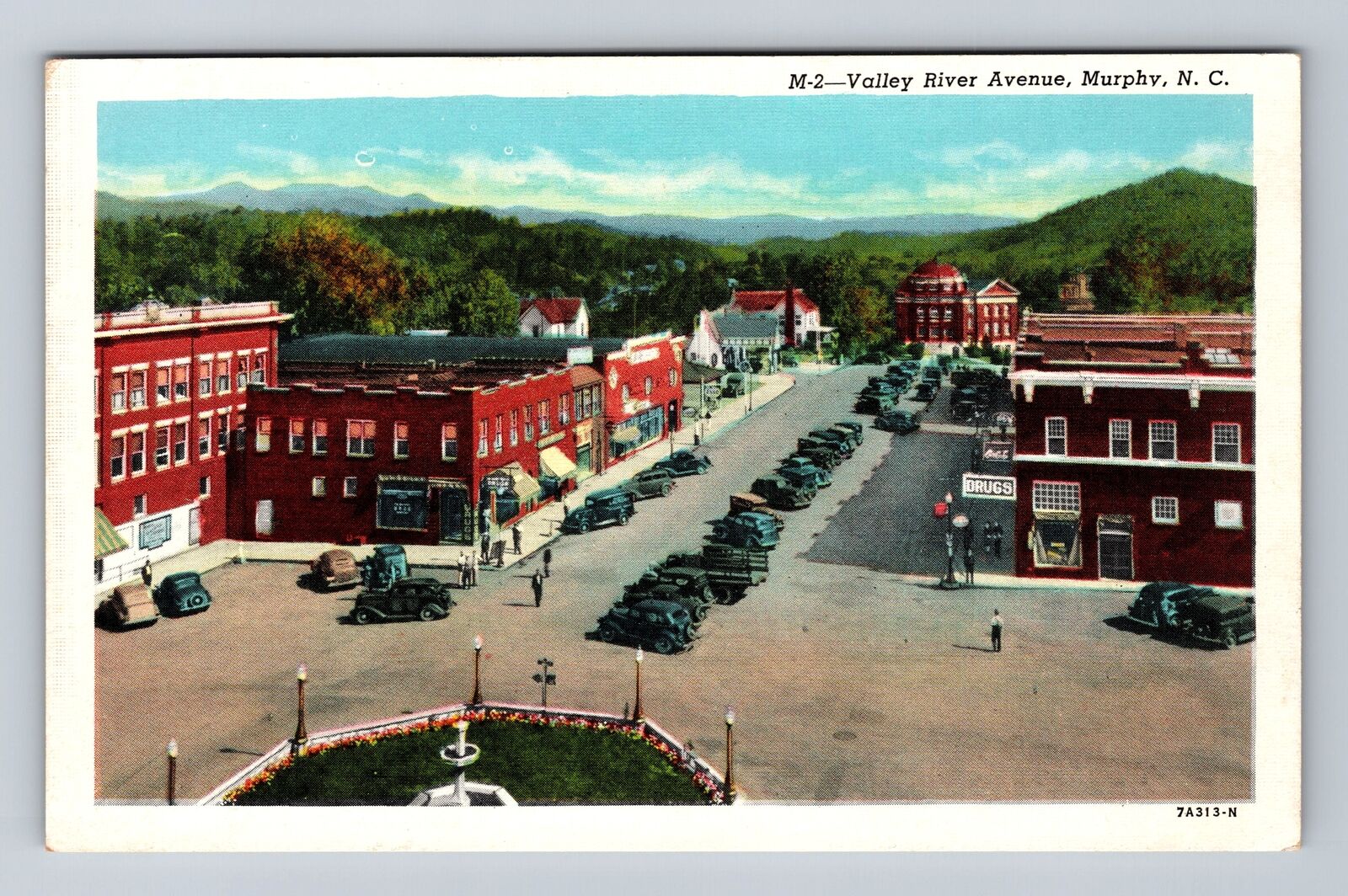 Murphy NC-North Carolina, Birds Eye View Valley River Avenue Vintage Postcard