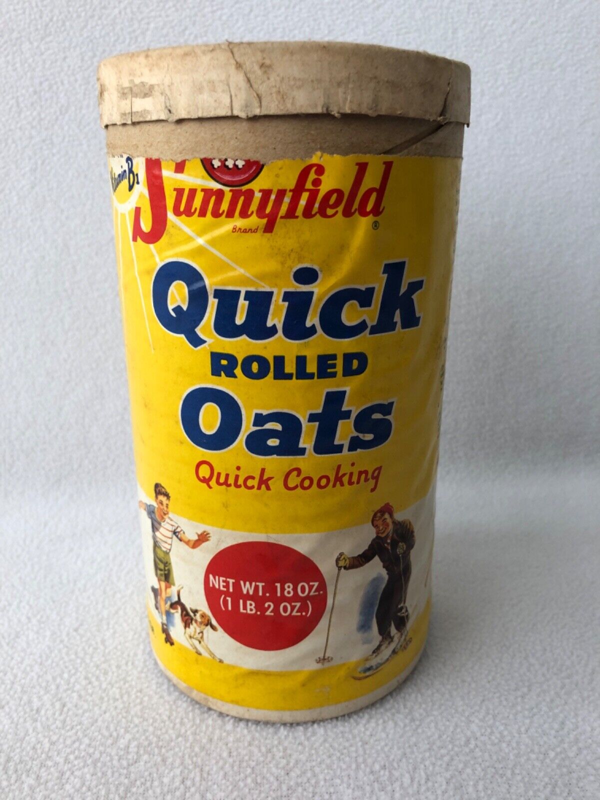 Vintage Sunnyfield Quick Oats Cardboard Container Different Design on Each Side