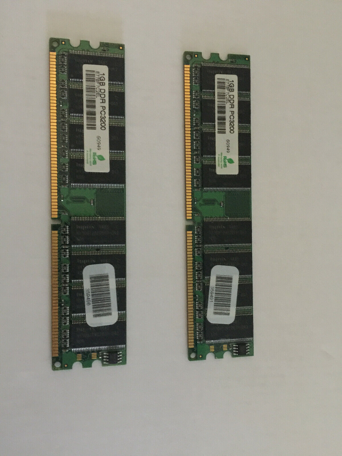 2 Hynix 1G Memory RAM DDR PC3200 --Rohs