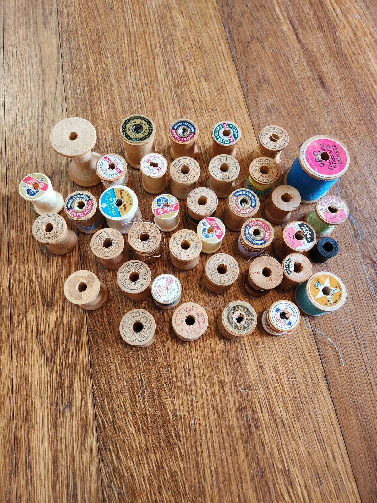 Vintage Wooden Thread Spool Lot Of 38