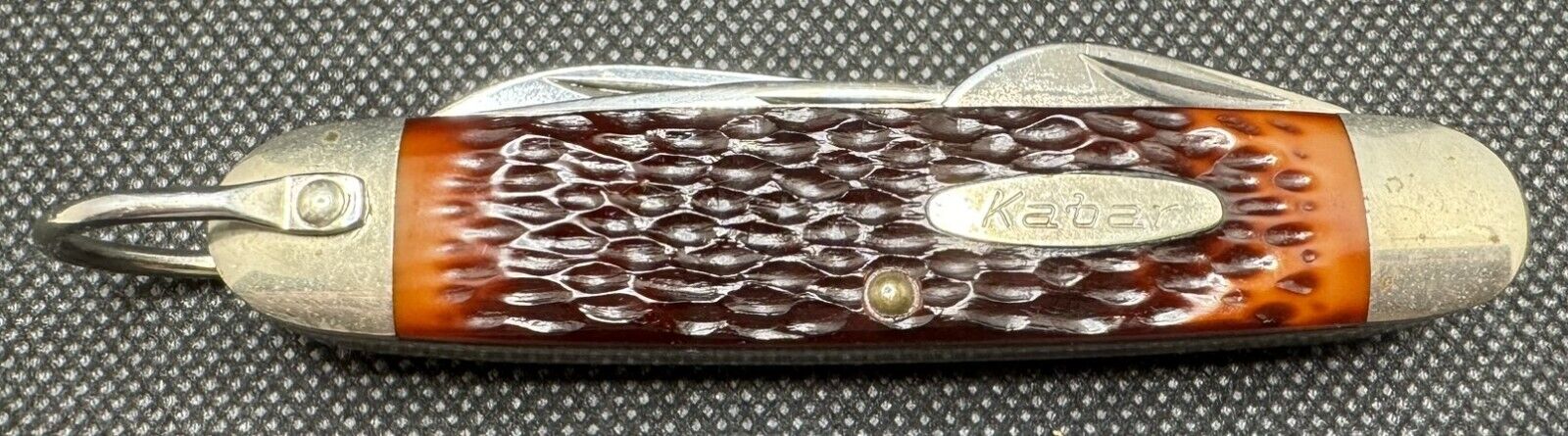 Vintage 4 Blade Kabar 1152 Pocket Knife Boy Scout Delrin Gigged Handle USA Made