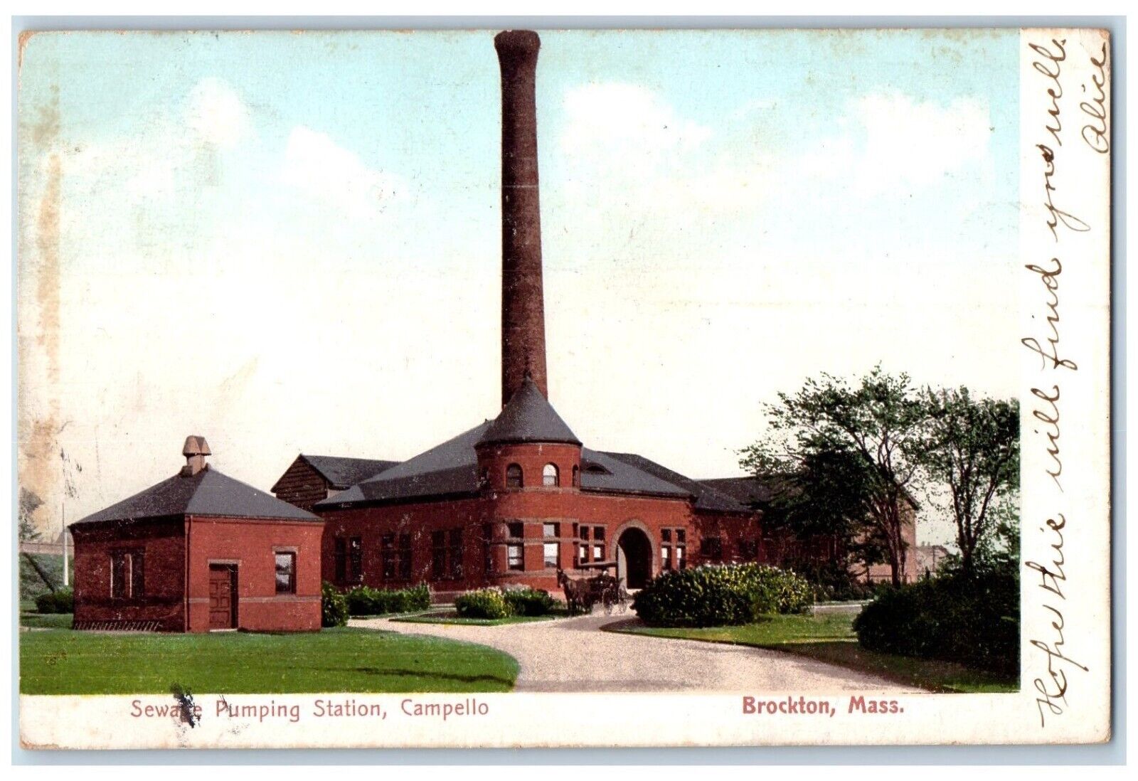 1906 Sewage Pumping Station Campello Brockton Massachusetts MA Antique Postcard
