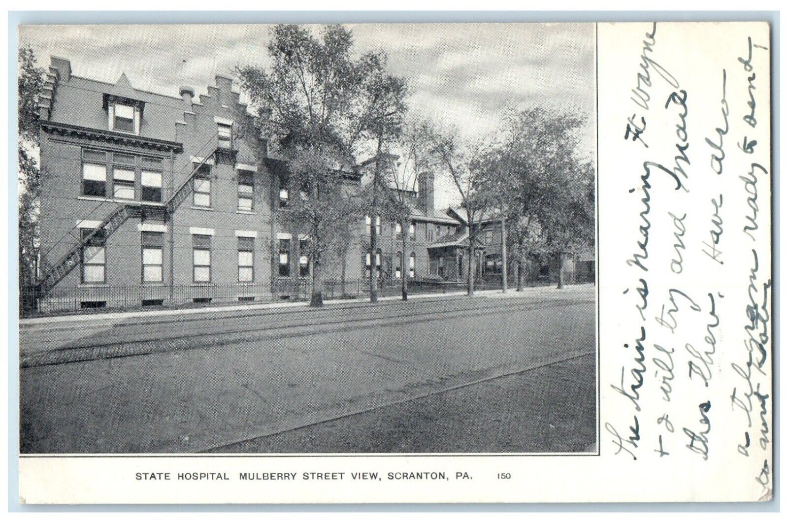c1905 State Hospital Mulberry Street View Scranton Pennsylvania Vintage Postcard