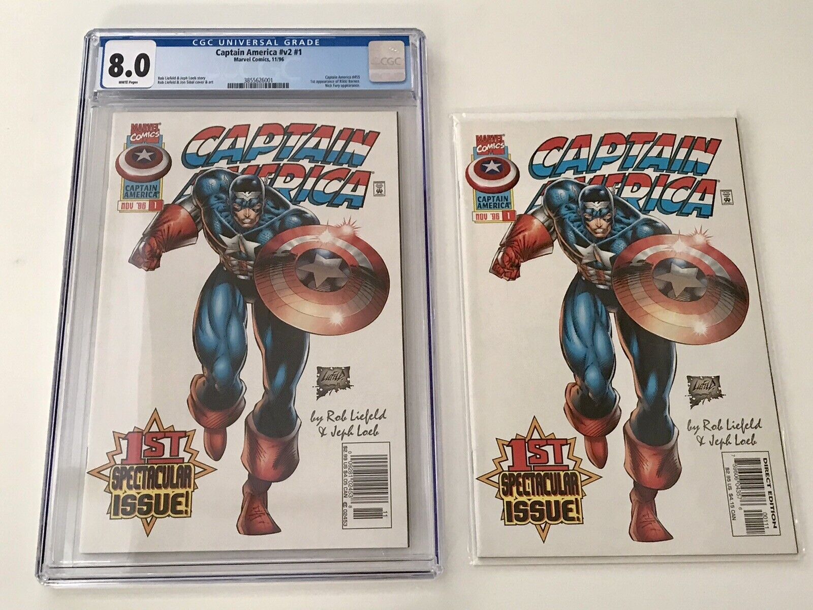 1996 Captain America #1 Vol 2 Liefeld CGC 8.0 1st Rikki Barnes RARE NEWSSTAND