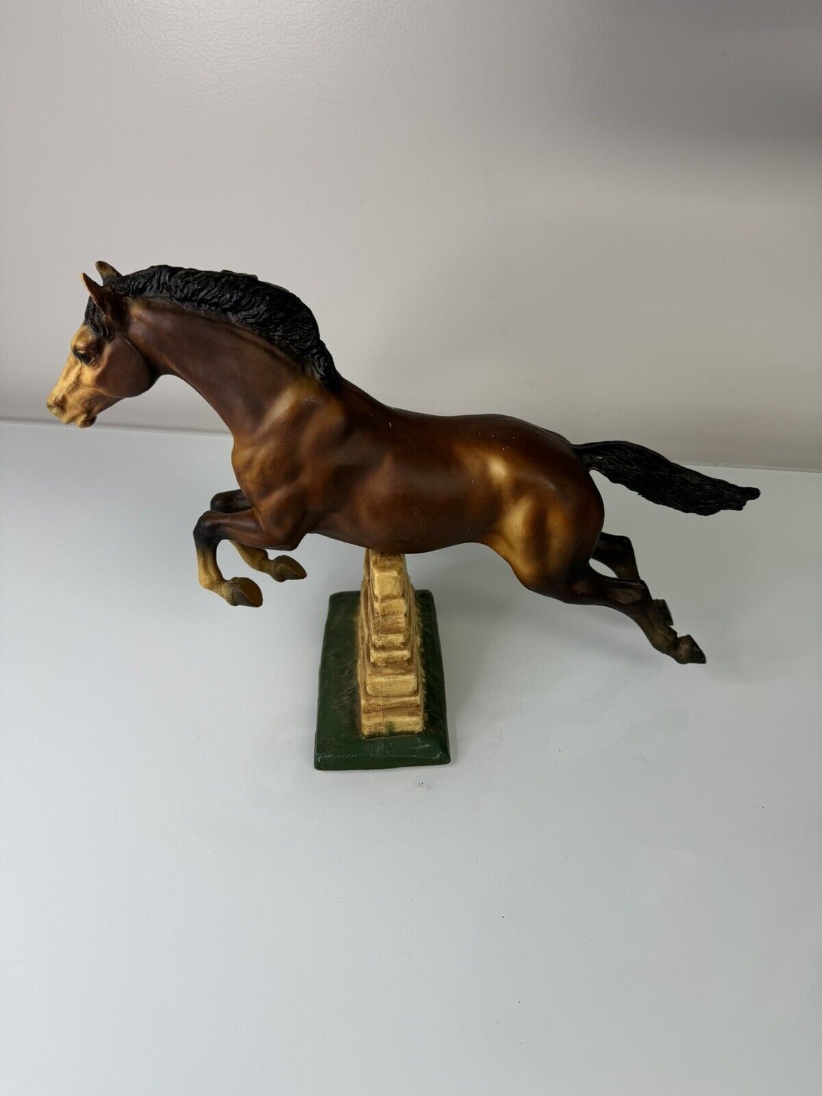 Vintage 1970’s Breyer 300 Jumping Horse With Stone Wall Brown Matte