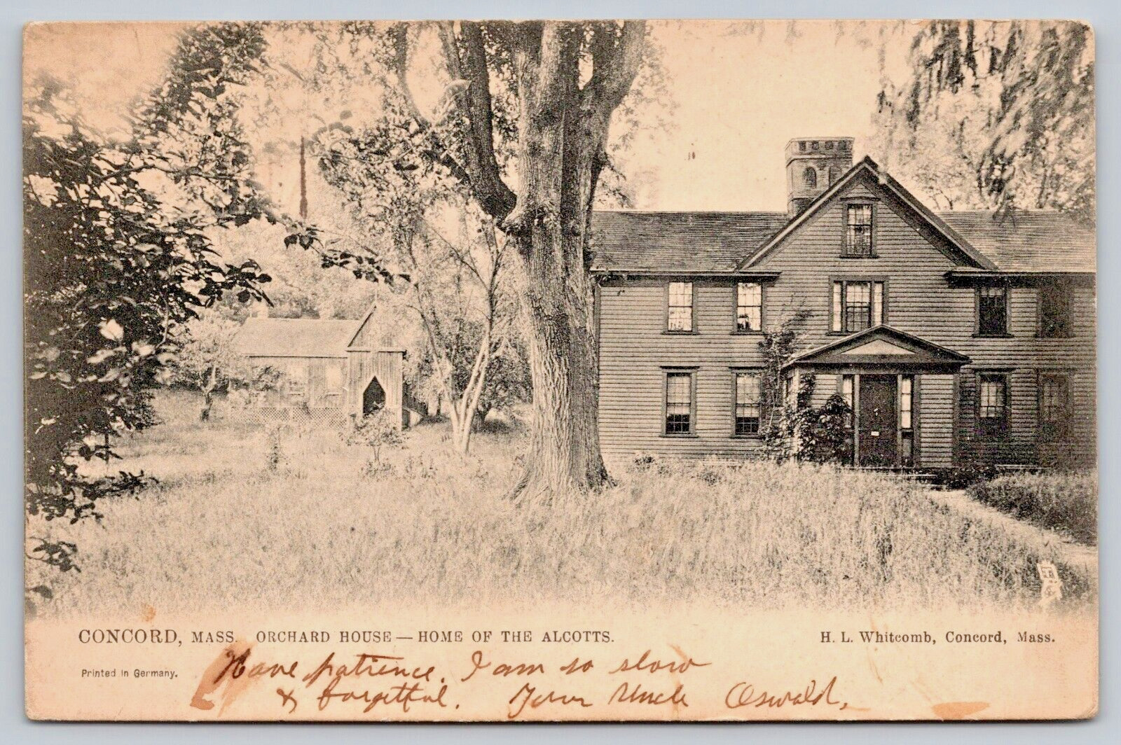 Postcard 1906 Concord Mass. Orchard House Alcott's Home Raphael Tuck 2127 A17