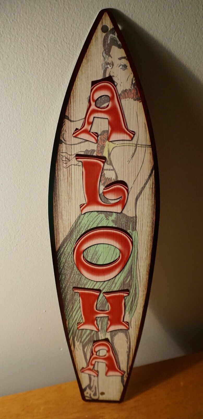 ALOHA RETRO VINTAGE STYLE HULA DANCER LUAU Tiki Bar Beach Surfboard Home Decor
