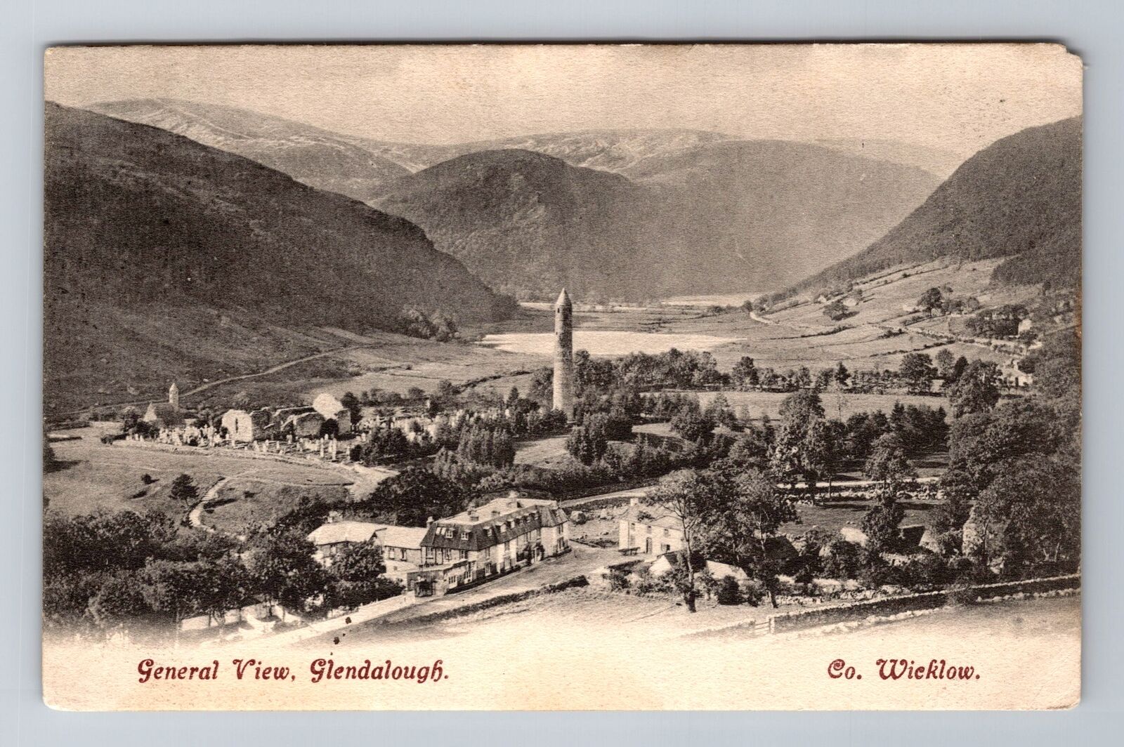 Glendalough-Ireland, General View Glendalough, County Wicklow, Vintage Postcard