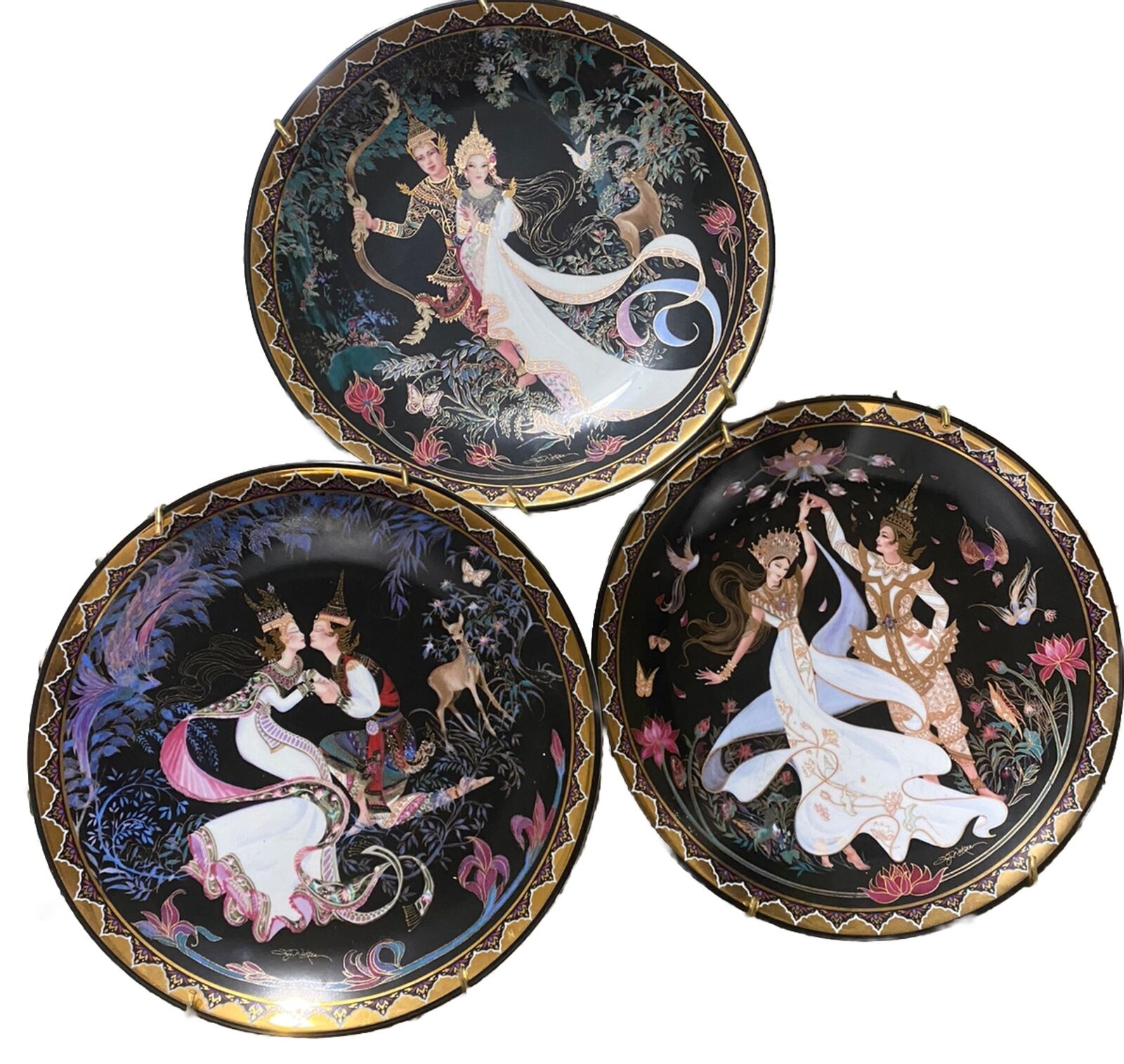 Lot of 3: Royal Porcelain Kingdom of Thailand Hand-Painted Collector's Plates