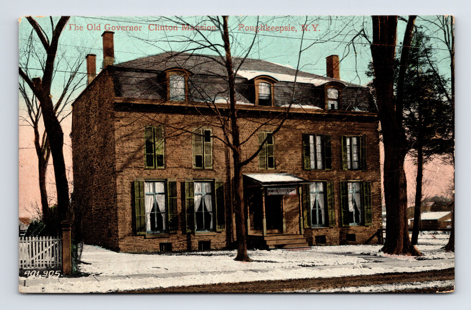 Old Governer Clinton Mansion Souvenir Postcard Poughkeepsie NY New York