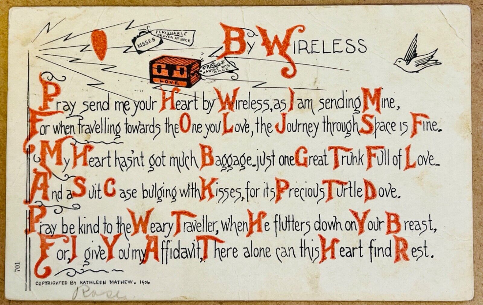 Wireless Communication Poem Interesting Technology Themed Vintage Postcard 1906