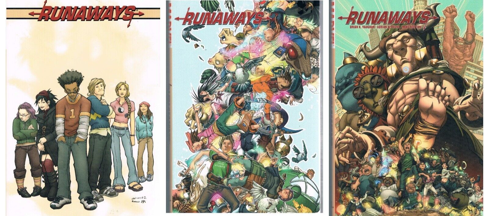 Runaways Vols 1, 2 & 3 Oversize HCs Brian K Vaughan, Adrian Alphona Marvel OOP