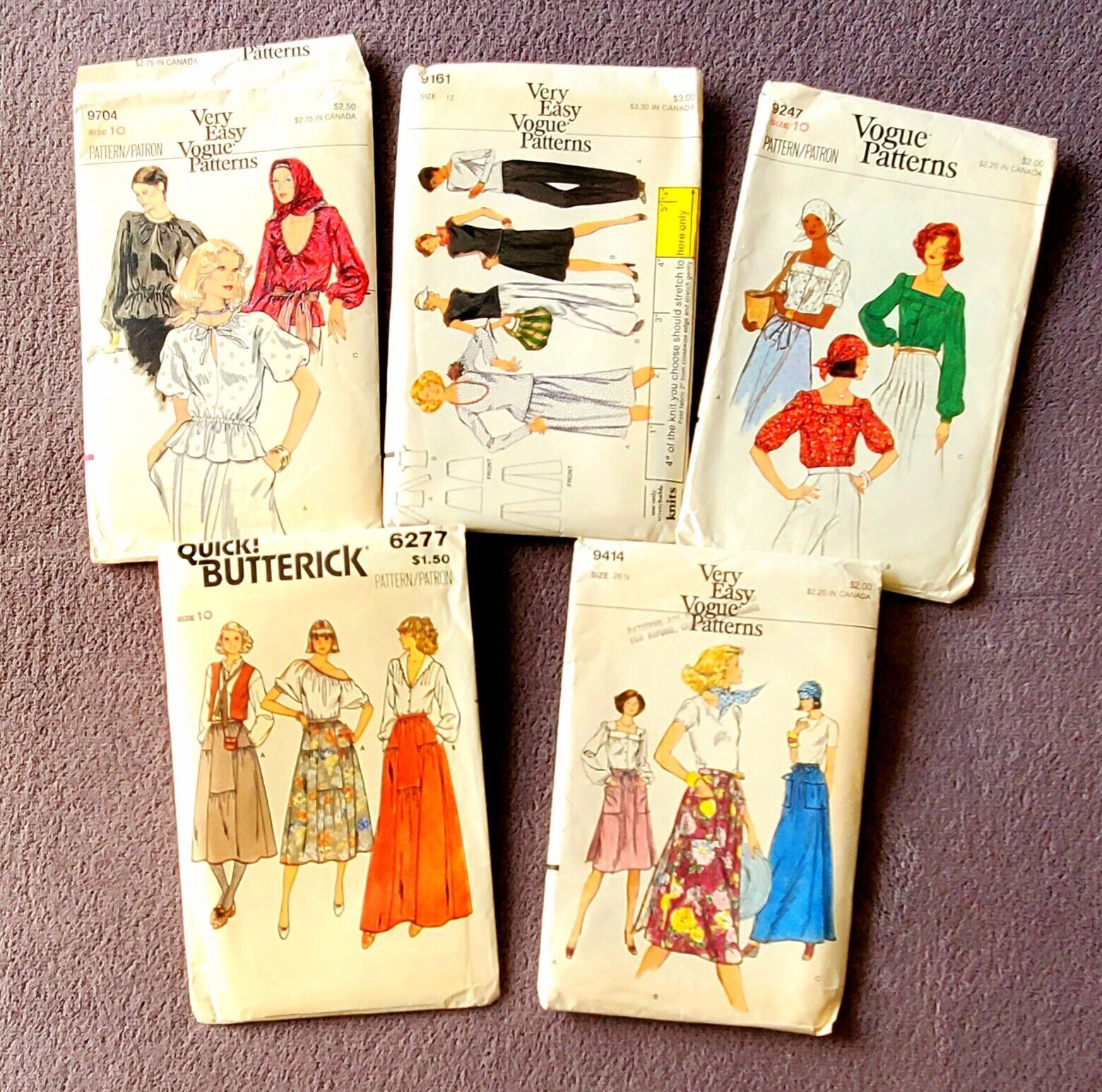Variety Pack of Vogue and Butterick Sewing Patterns - Various Sizes