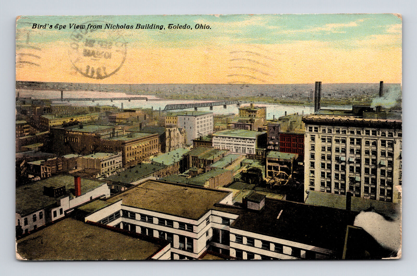 c1911 DB Postcard Toledo OH Ohio Bird\'s Eye From Nicholas Building