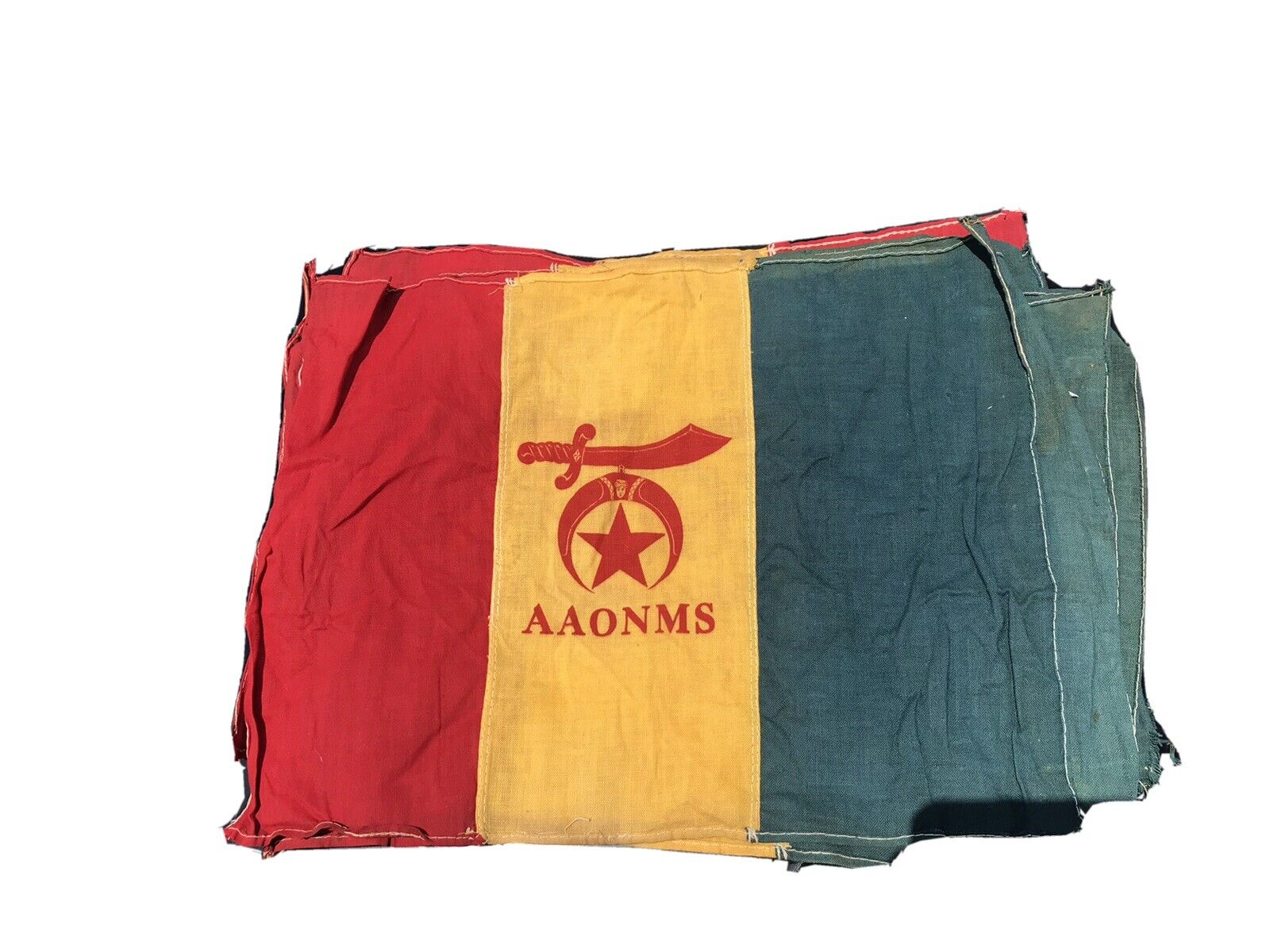 Vintage AAONMS Masonic Shriners Fraternal 1930s Muslin Flag