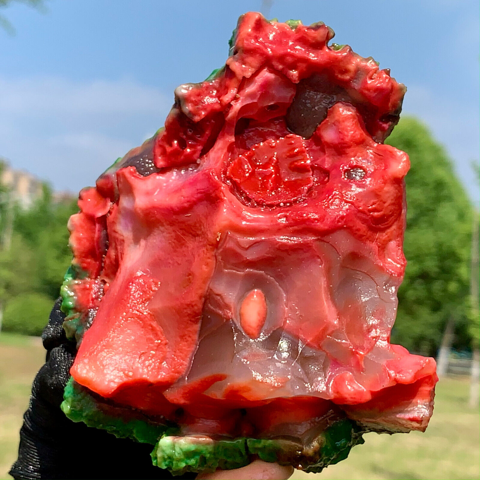 359G Natural beautiful Warring States Red Agate rough Crystal Healing