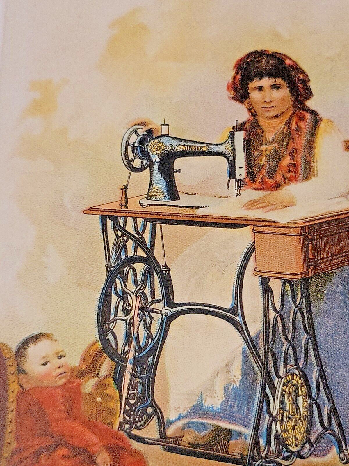 1892 SINGER SEWING MACHINE TRADE CARD ITALY ANCONA World's Fair
