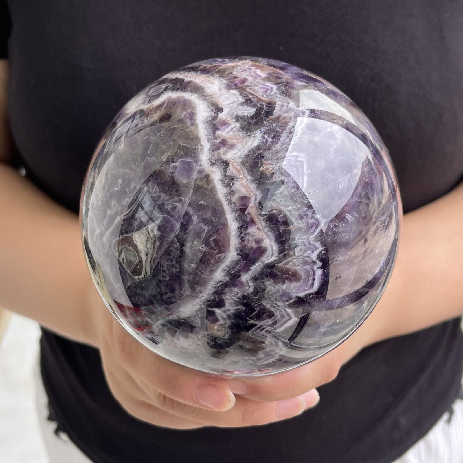 4.75LB Natural Dreamy Amethyst Quartz Sphere Crystal Magic Ball Healing G4098