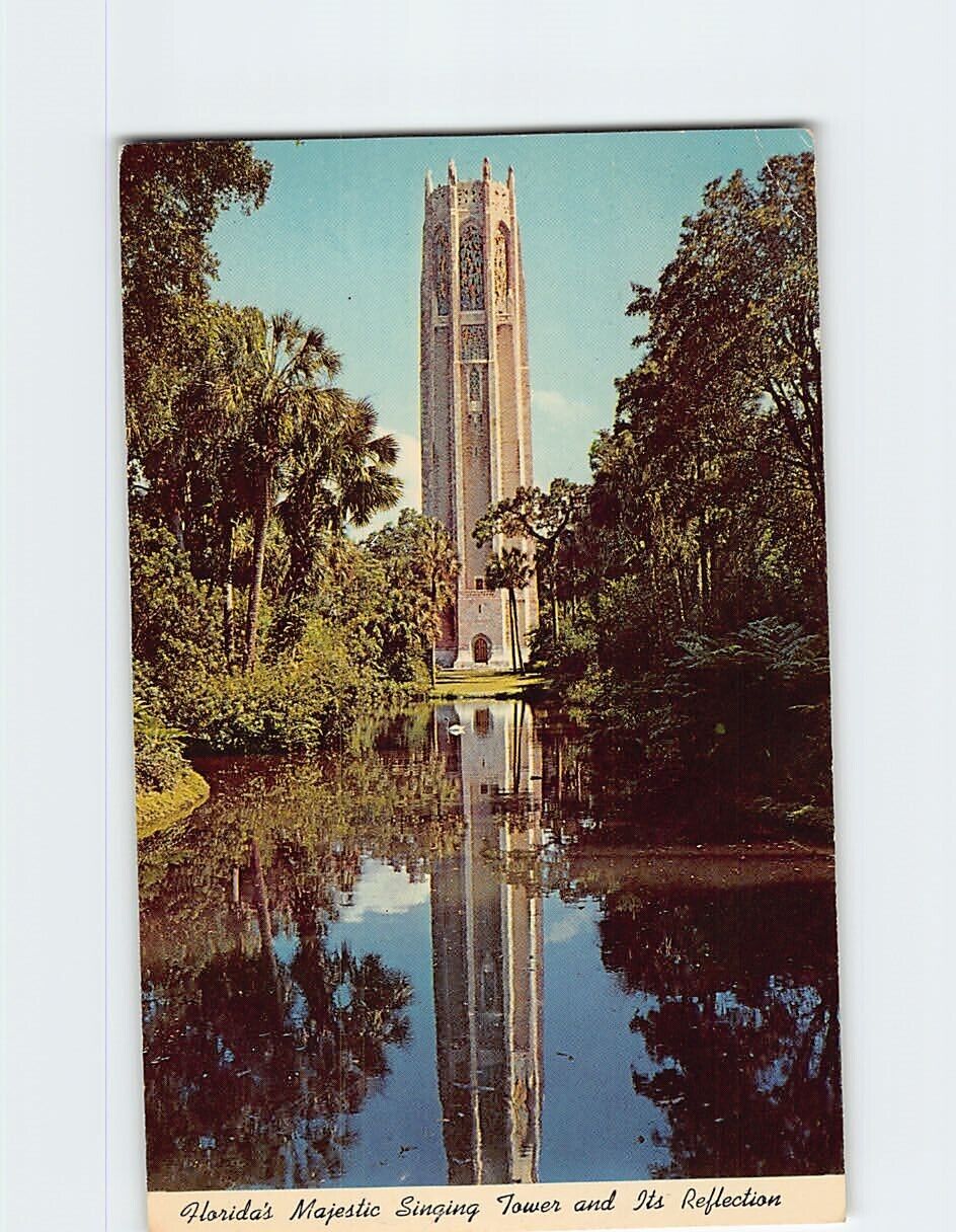 Postcard Florida\'s Majestic Singing Tower and its Reflection USA