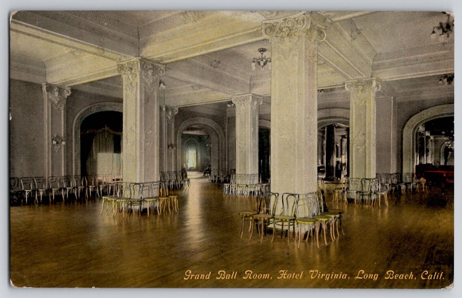 Grand Ball Room Hotel Virginia Interior Long Beach CA Postcard 1912