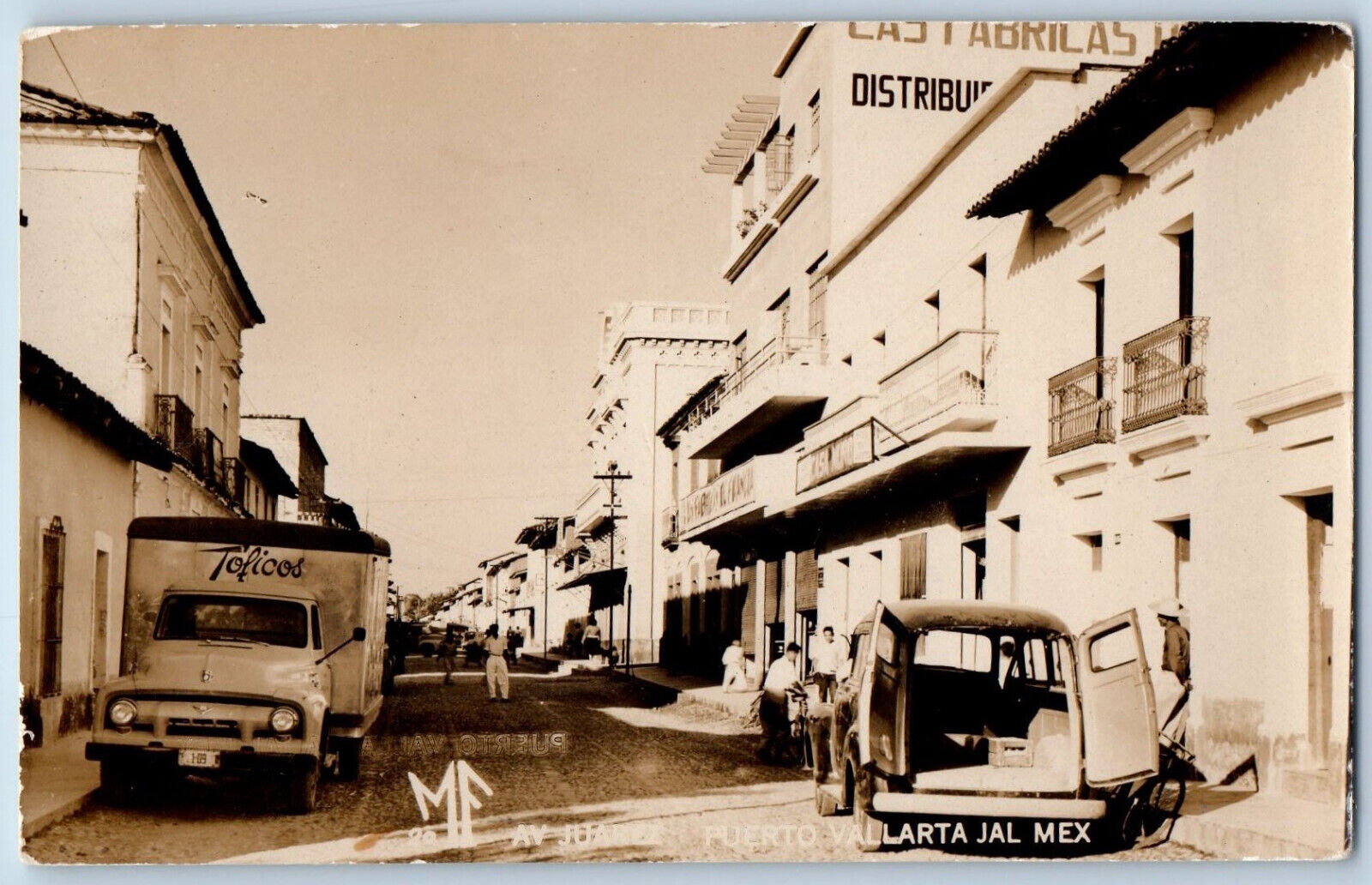 Puerto Vallarta Jalisco Mexico Postcard Avenue Juarez c1920's RPPC Photo
