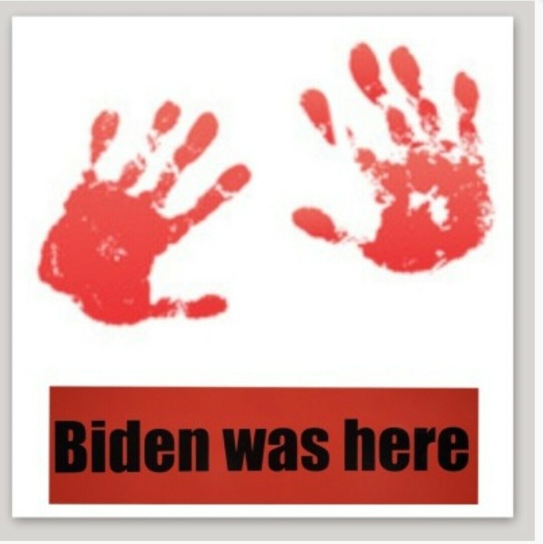 bumper stickers decal Anti Biden bloody hand Biden was here Remember Afghanistan