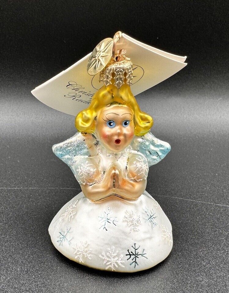 NWT Christopher Radko “Little Miss” Praying Angel Glass Christmas Ornament 3.5”